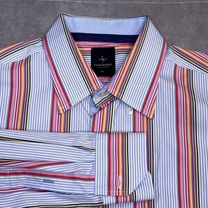Tailorbyrd Button Down Shirt Mens XL Multi Color Stripe Long Sleeve Cotton